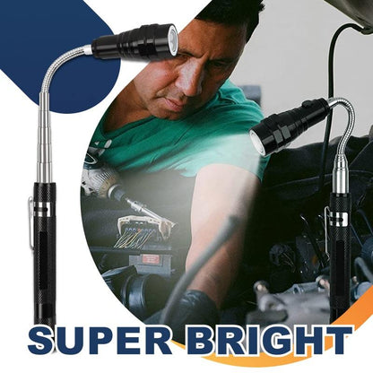 🔦 TIJDELIJKE AANBIEDING: 50% KORTING! ✨ Multifunctionele magnetische telescopische zaklamp – uitschuifbaar, 360° zwanenhals, superhelder