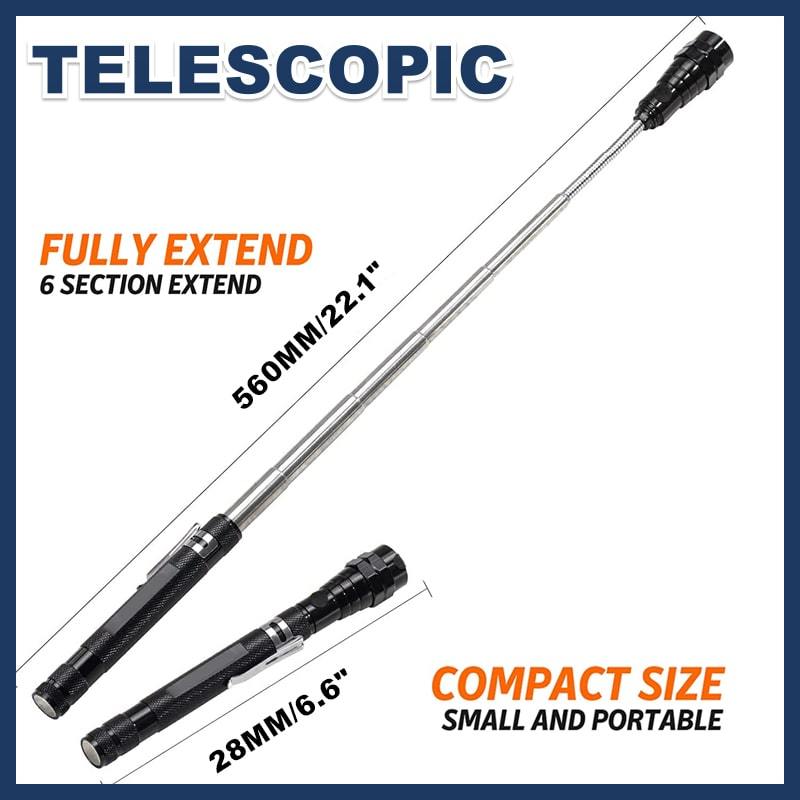 🔦 TIJDELIJKE AANBIEDING: 50% KORTING! ✨ Multifunctionele magnetische telescopische zaklamp – uitschuifbaar, 360° zwanenhals, superhelder