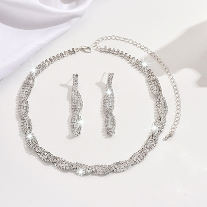 🎉 Uitverkoop 2026 — Meer dan 21.500 verkocht ✨ Set met een schitterende ketting en oorbellen met strass-steentjes en klauwbevestiging