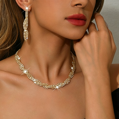 🎉 Uitverkoop 2026 — Meer dan 21.500 verkocht ✨ Set met een schitterende ketting en oorbellen met strass-steentjes en klauwbevestiging