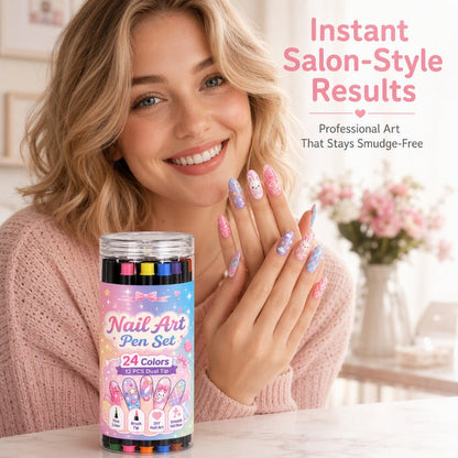 💅 TIJDELIJKE AANBIEDING: 50% KORTING! 💥 Set met 24 kleuren nagelkunstpennen met twee uiteinden – Creatief, salonkwaliteit, eenvoudig zelf te gebruiken ✨