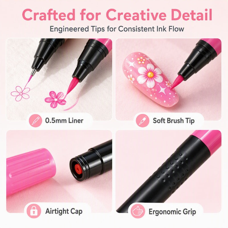 💅 TIJDELIJKE AANBIEDING: 50% KORTING! 💥 Set met 24 kleuren nagelkunstpennen met twee uiteinden – Creatief, salonkwaliteit, eenvoudig zelf te gebruiken ✨