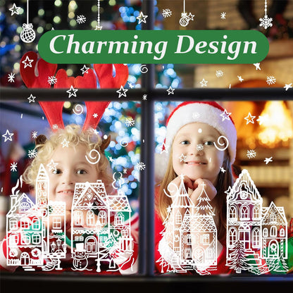 ⏳ Laatste dag aanbieding! 🎁🎄 Set raamstickers met kerstdorp-thema
