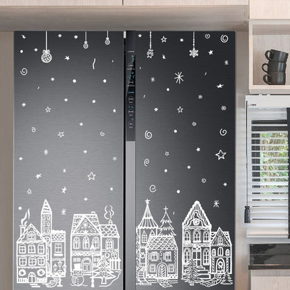 ⏳ Laatste dag aanbieding! 🎁🎄 Set raamstickers met kerstdorp-thema