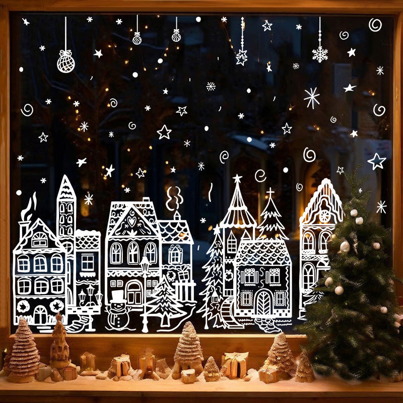 ⏳ Laatste dag aanbieding! 🎁🎄 Set raamstickers met kerstdorp-thema