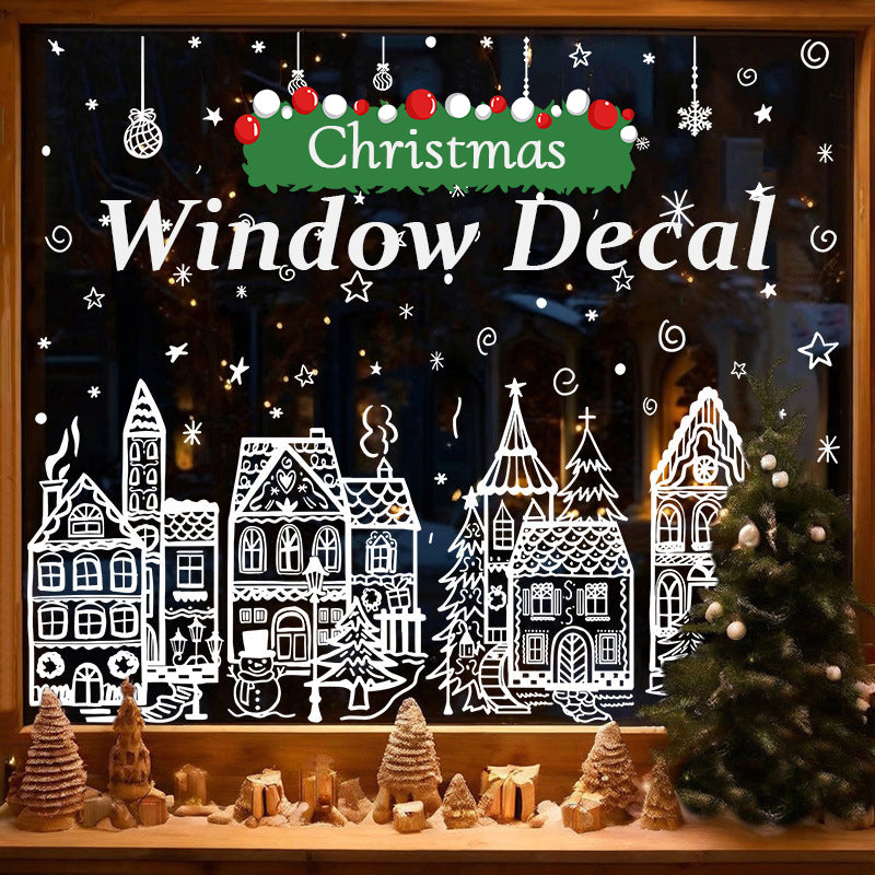 ⏳ Laatste dag aanbieding! 🎁🎄 Set raamstickers met kerstdorp-thema