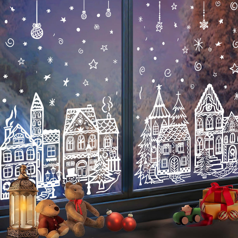 ⏳ Laatste dag aanbieding! 🎁🎄 Set raamstickers met kerstdorp-thema