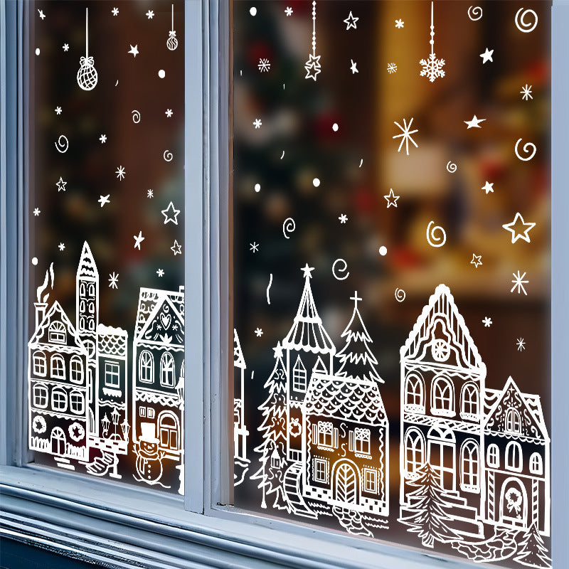 ⏳ Laatste dag aanbieding! 🎁🎄 Set raamstickers met kerstdorp-thema