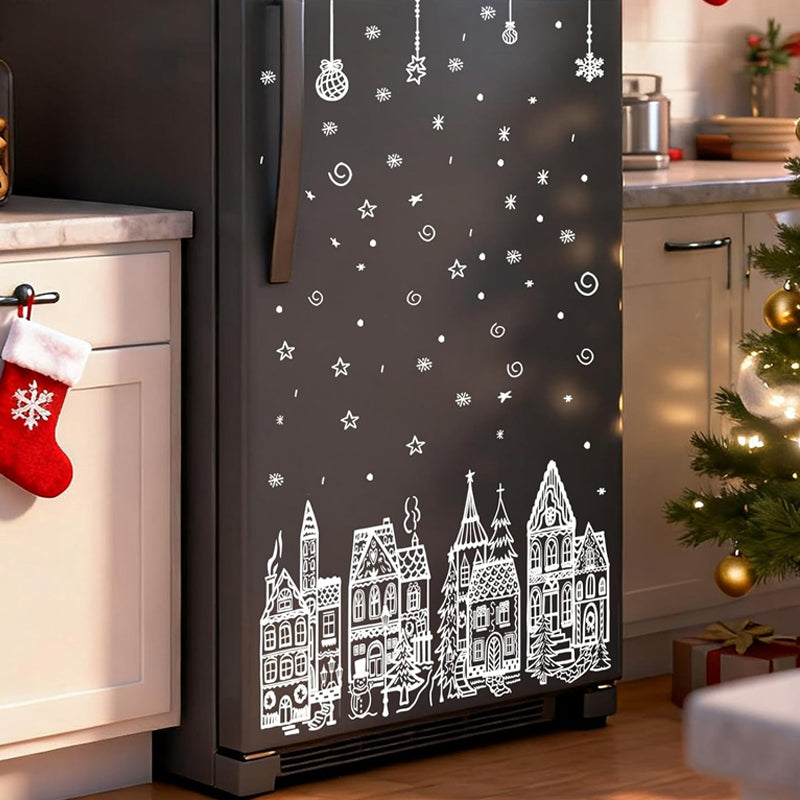 ⏳ Laatste dag aanbieding! 🎁🎄 Set raamstickers met kerstdorp-thema