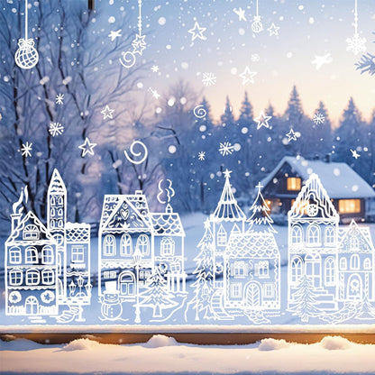 ⏳ Laatste dag aanbieding! 🎁🎄 Set raamstickers met kerstdorp-thema