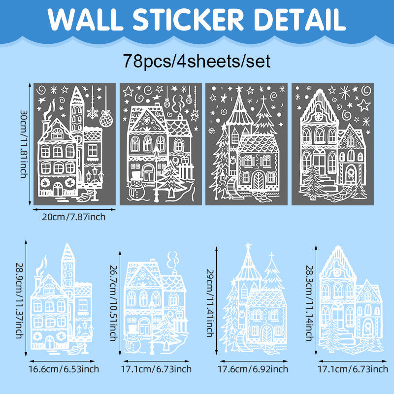 ⏳ Laatste dag aanbieding! 🎁🎄 Set raamstickers met kerstdorp-thema
