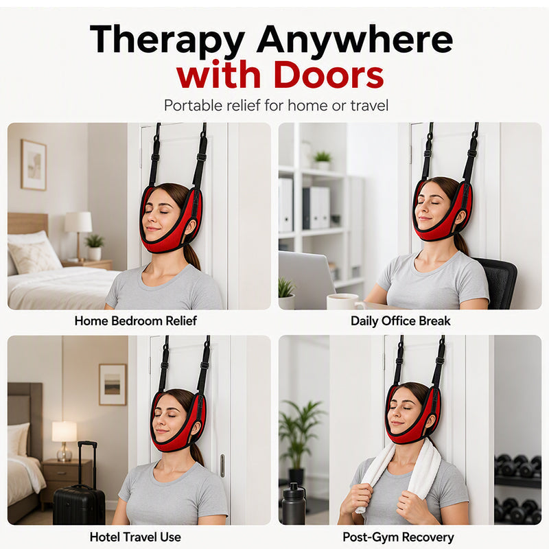 🧘 TIJDELIJKE AANBIEDING: 50% KORTING! 💆 Cervicale tractieapparaat voor aan de deur ter verlichting van nekpijn – Eenvoudig te installeren, zachte verlichting, geschikt voor thuisgebruik ✨